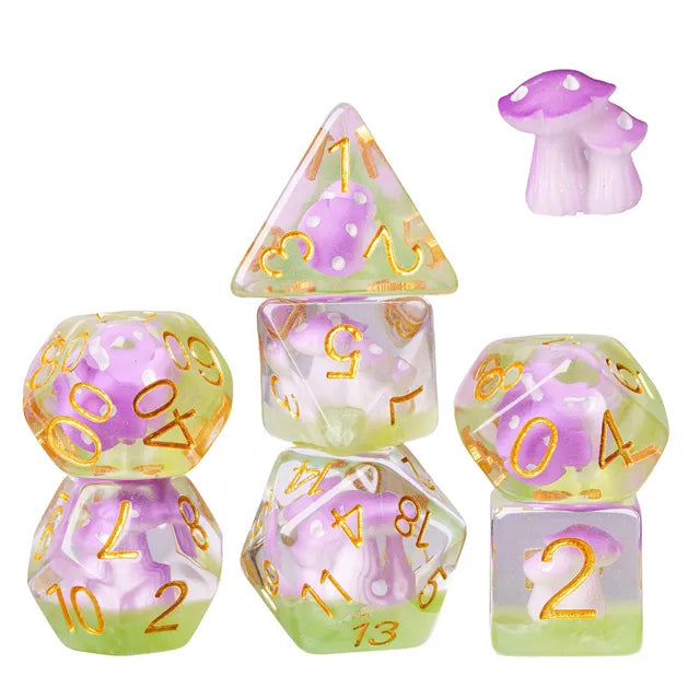 Paddenstoelen dice set Paars