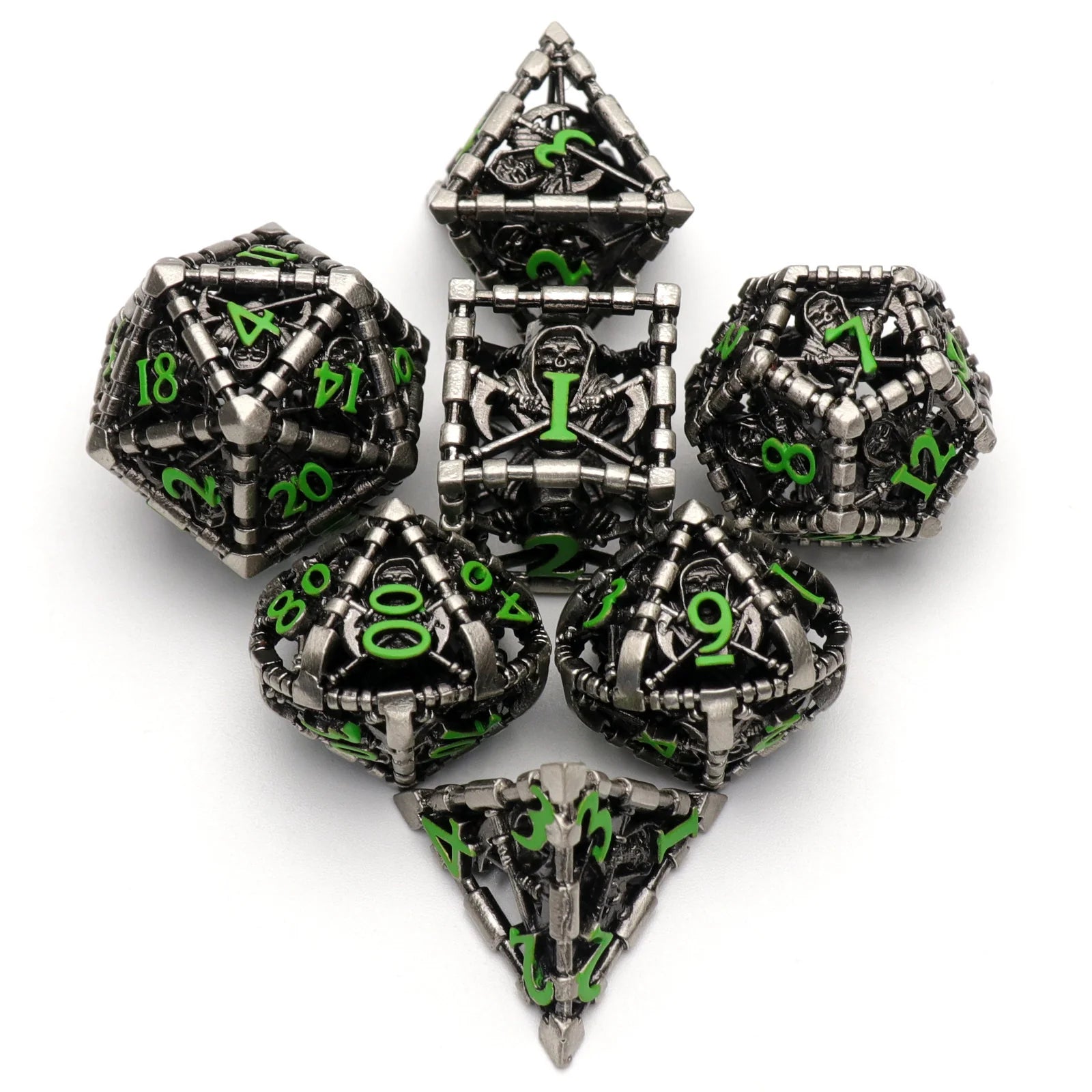 Metal dice set warrior green
