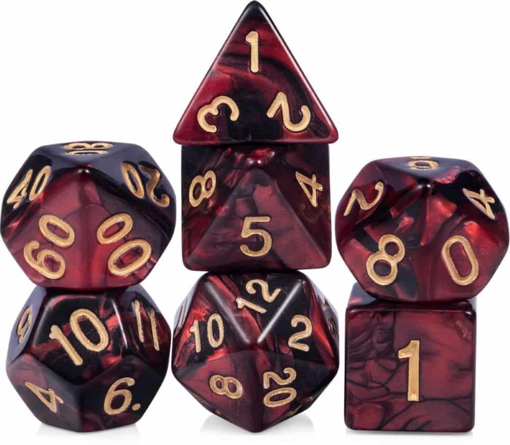 Polydice set zwart rood